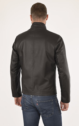 Blouson agneau marron homme