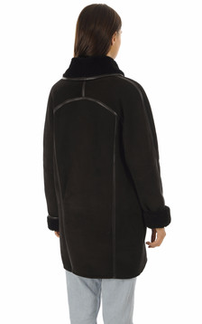 Manteau peau lainée merinos noir