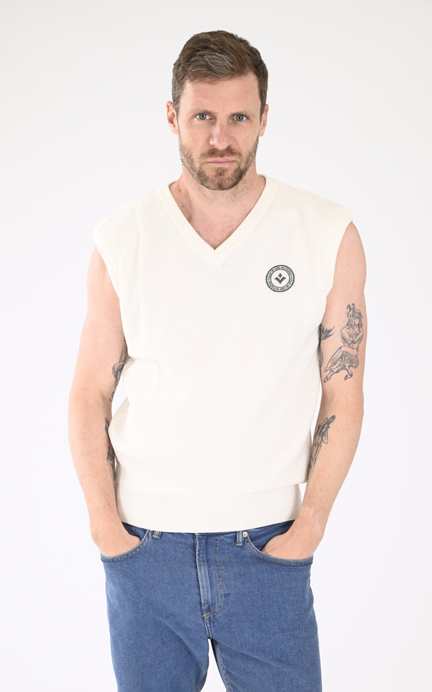 Pull sans manches coton écru Rivieras