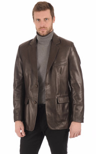 Blazer Cuir Marron Homme La Canadienne La Canadienne Vestes et 3 4 Cuir Marron