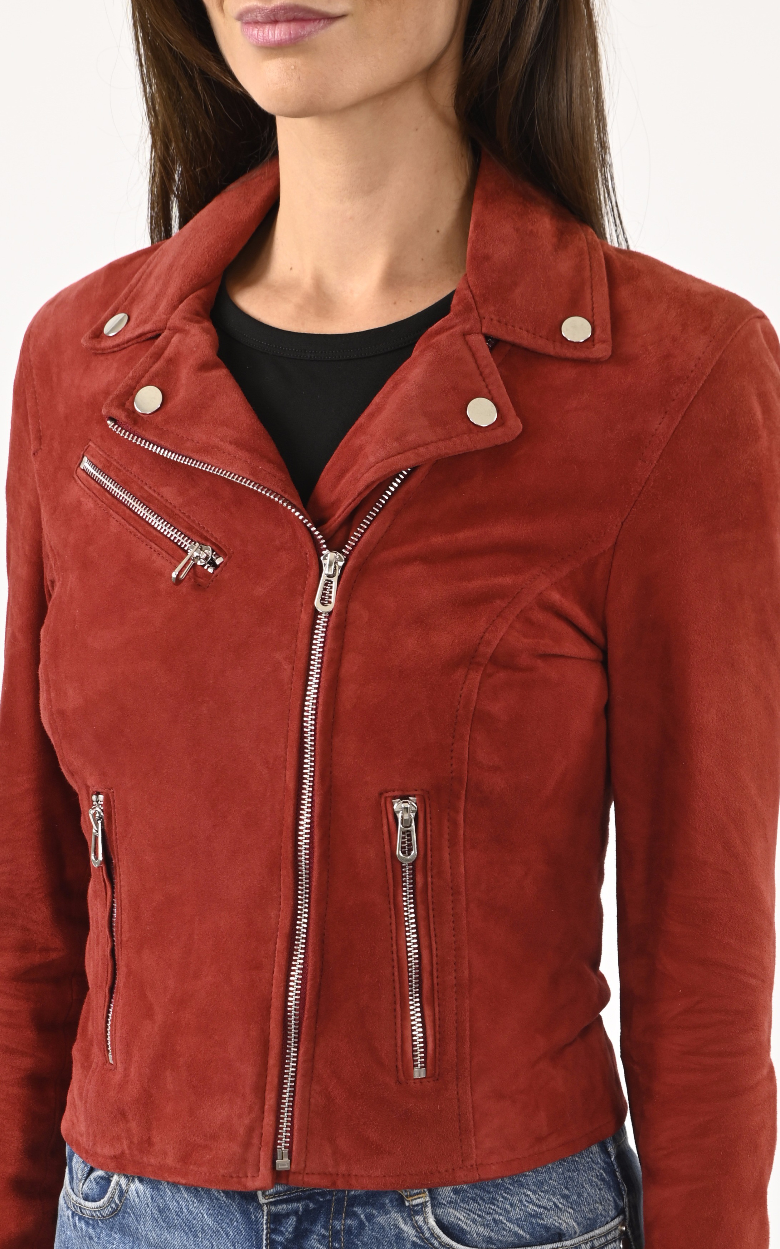 Blouson cuir velours Bonita Red Rose Garden