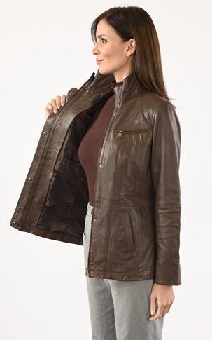 Veste confort cuir marron