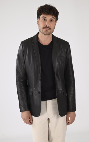 Blazer Merge cuir agneau noir