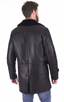 Manteau peau lainée noire