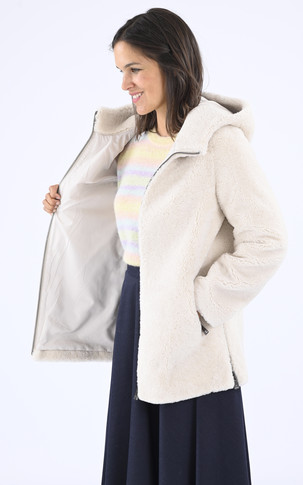 Veste peau lainée beige