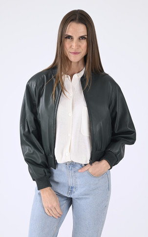 Blouson cuir Gaia vert