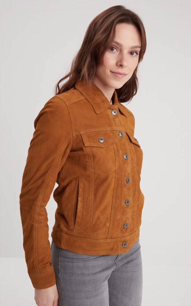 Blouson cuir velours Jeanne Cognac Rose Garden