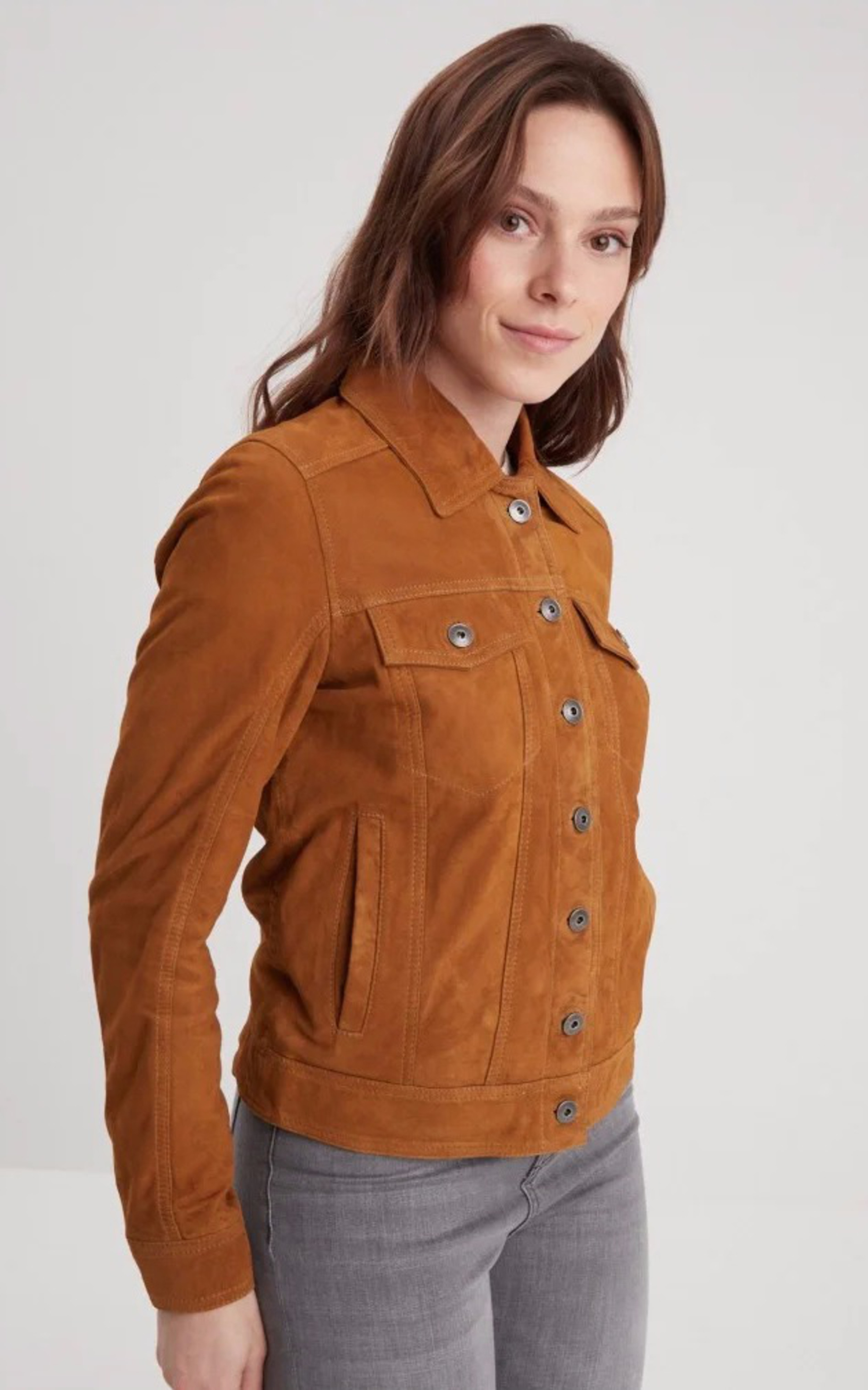 Blouson cuir velours Jeanne Cognac Rose Garden