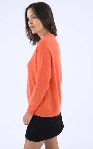 Pull col rond oversize orange