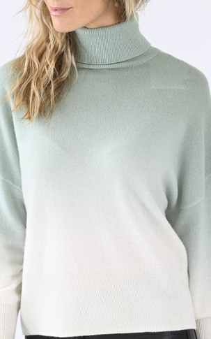 Pull col roulé cachemire vert