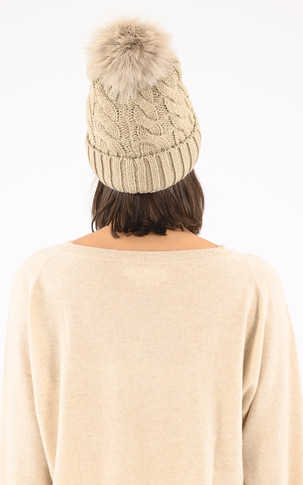 Bonnet Amalie en laine taupe