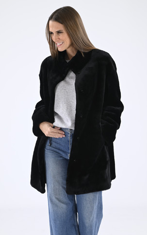 Manteau laine agneau noir