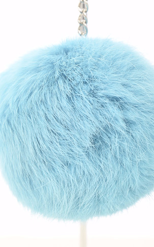 Porte-clé Xena fourrure turquoise