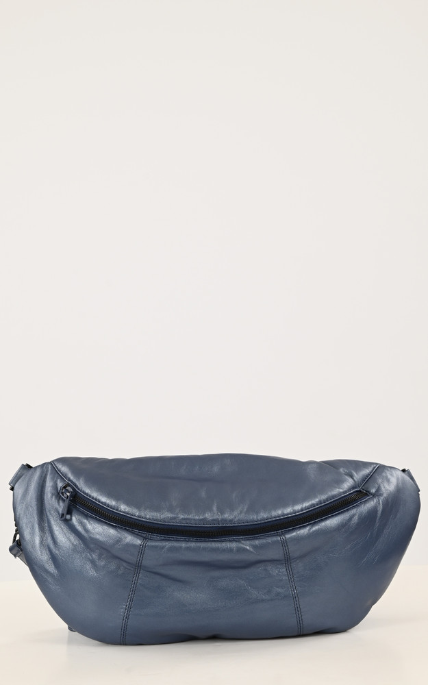 Sac banane cuir Murillo bleu métallisé Oakwood