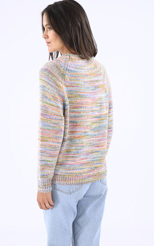 Pull col rond oversize multicolor