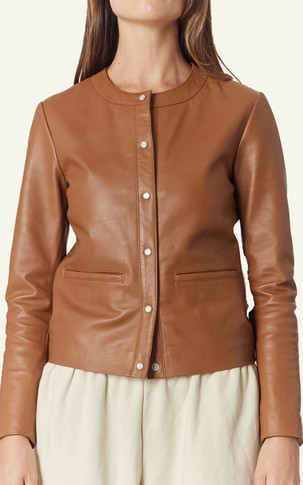 Veste cuir Caroline cognac