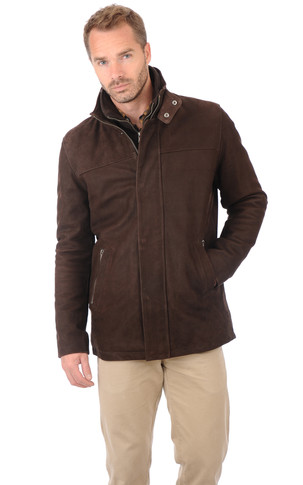 Veste cuir nubuck Balzac marron