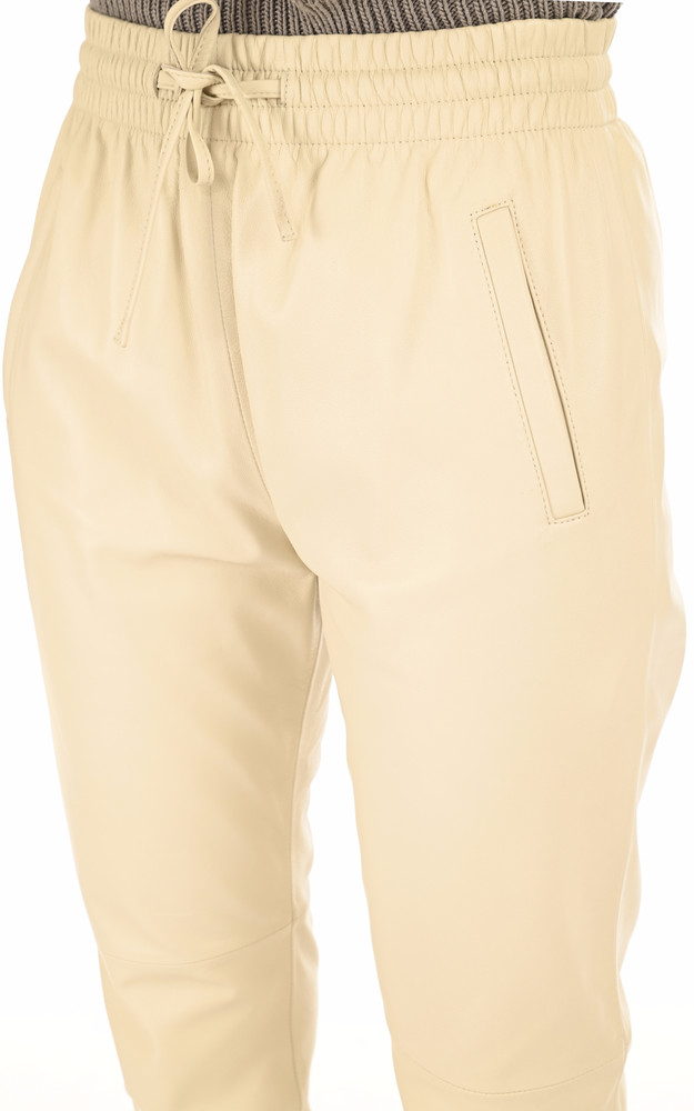 Pantalon jogpant cuir beige Oakwood