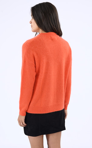 Pull col rond oversize orange