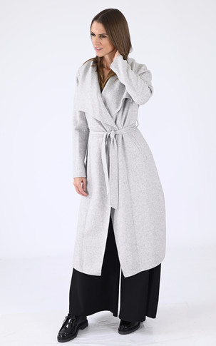 Long manteau laine gris