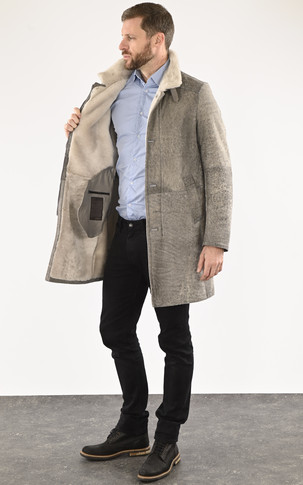 Manteau agneau velours gris