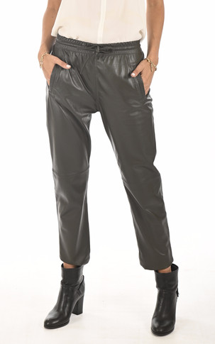 Pantalon jogpant cuir kaki foncé