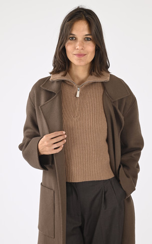 Pull tour de cou laine marron