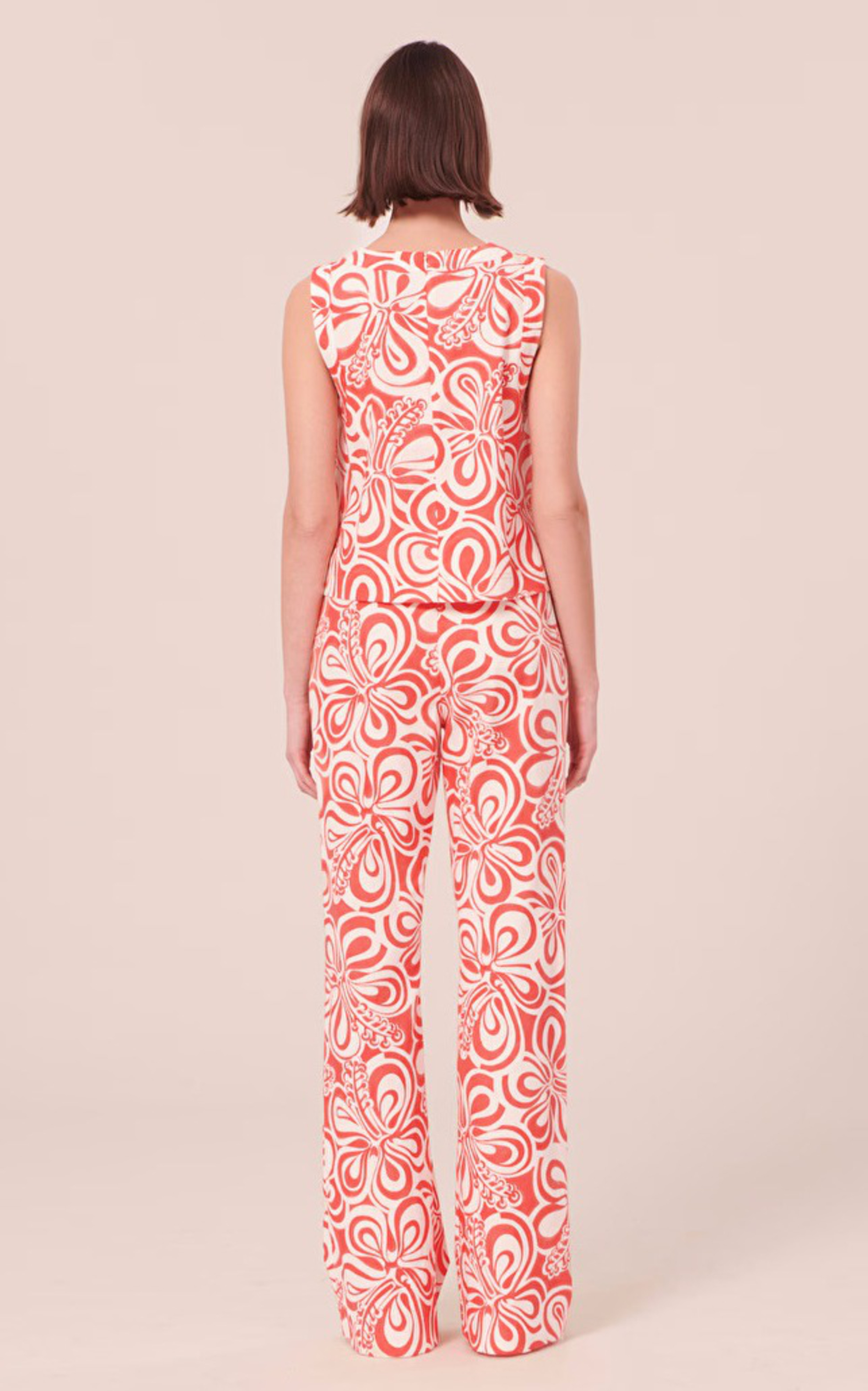 Pantalon fluide imprimé fleuri corail Tara Jarmon