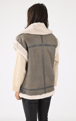 Gilet laine mouton taupe