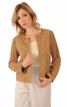 Spencer Cuir Velours Beige Spencer Cuir Velours Beige