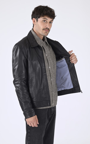 Blouson cuir confort noir