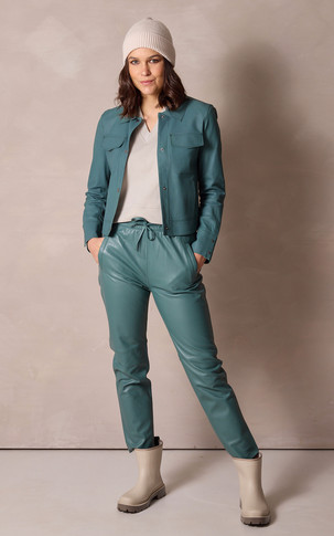 Pantalon jogpant cuir vert émeraude