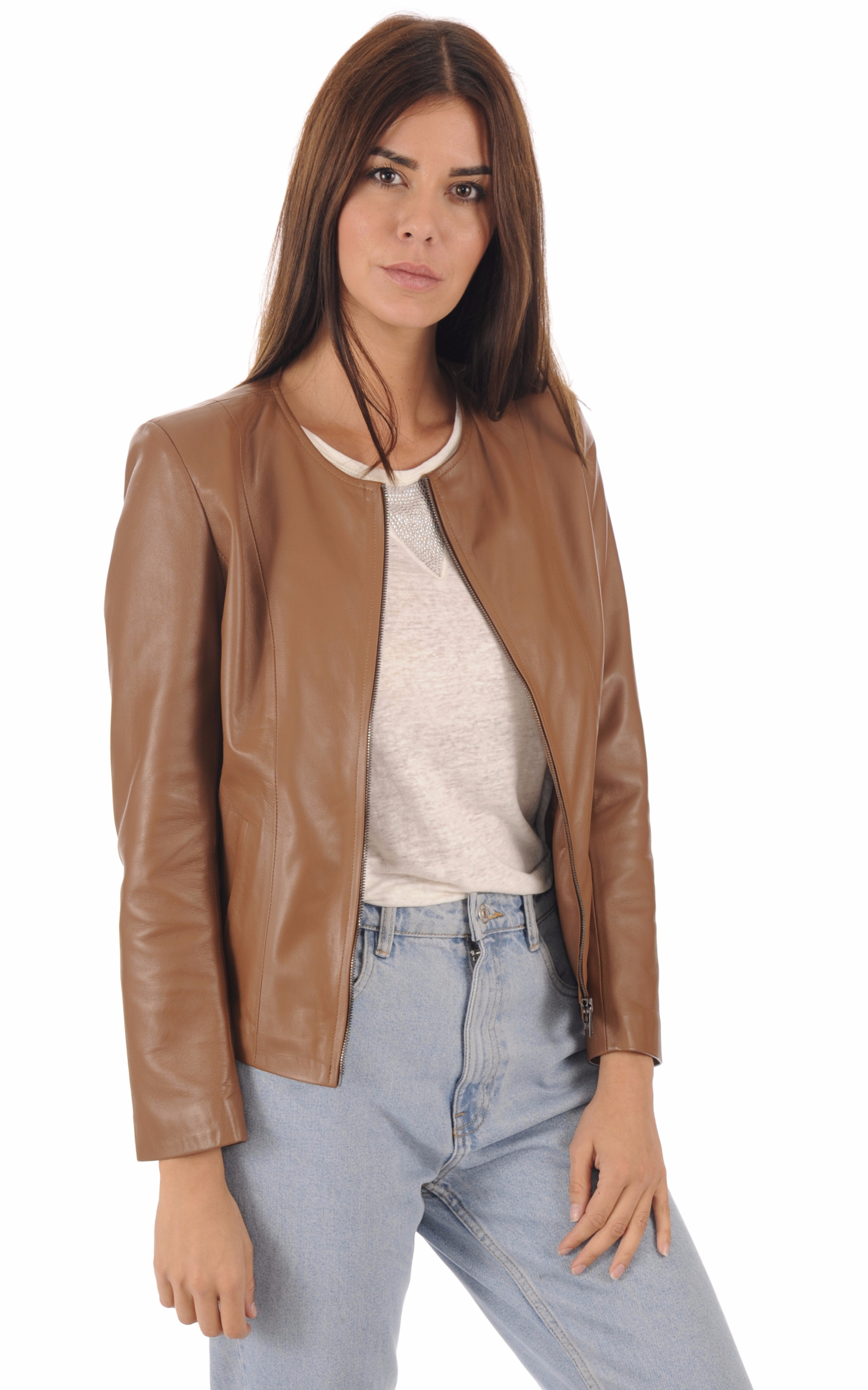Spencer cuir camel La Canadienne