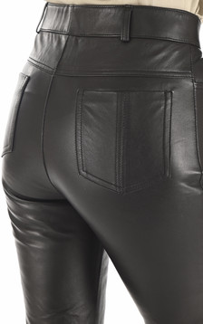 Pantalon cuir noir coupe droite