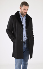 Manteau redingote agneau noir