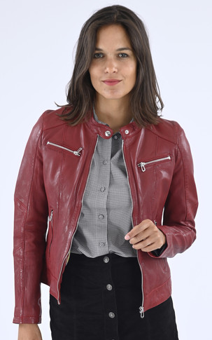 Blouson cuir Jolya rouge