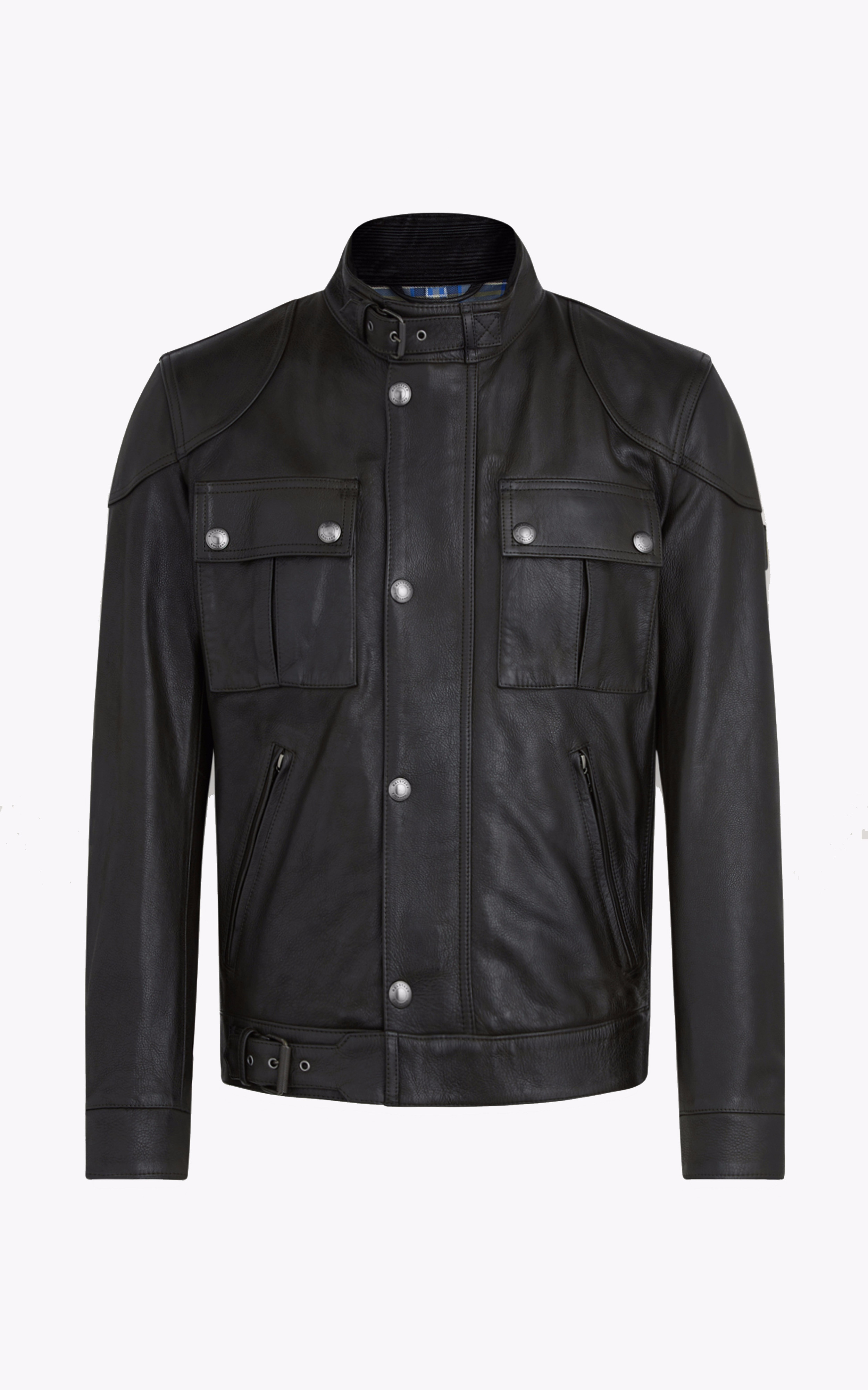 Blouson multipoches cuir noir Belstaff
