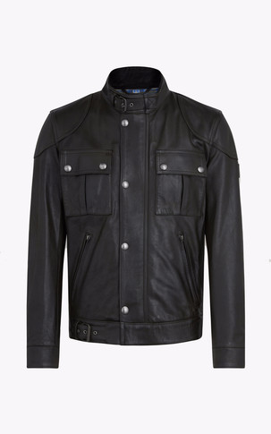 Blouson multipoches cuir noir