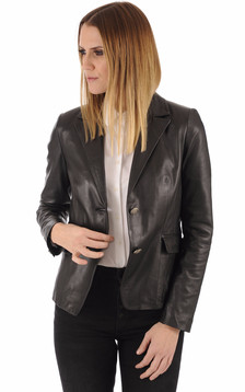 Blazer en cuir agneau noir Blazer en cuir agneau noir