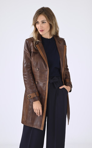 Trench cuir Cognac