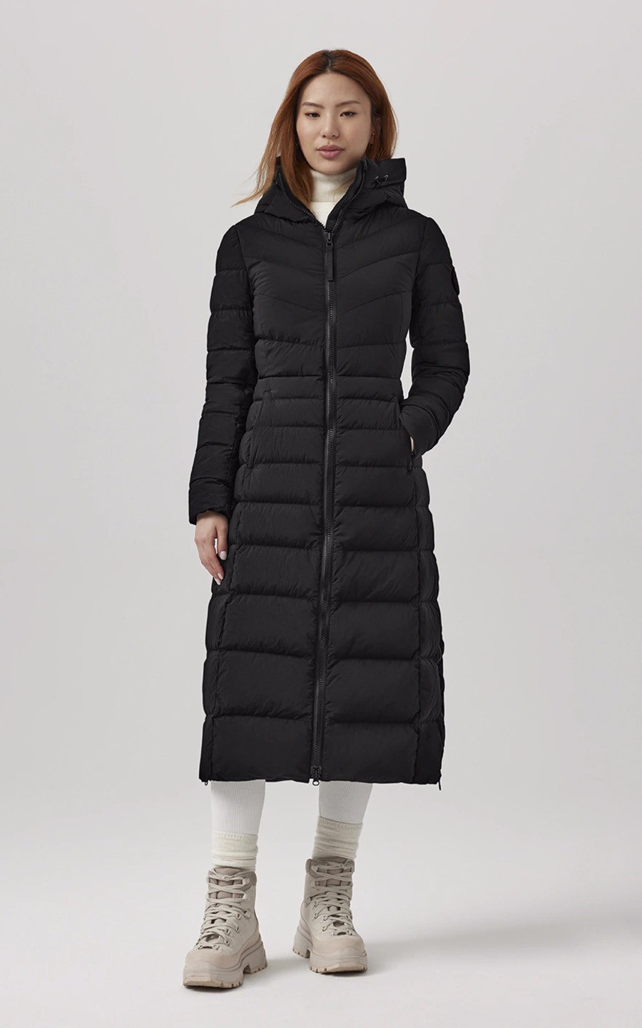 Doudoune Clair Long Coat Black Label Black Canada Goose La Canadienne Doudounes Textile Noir