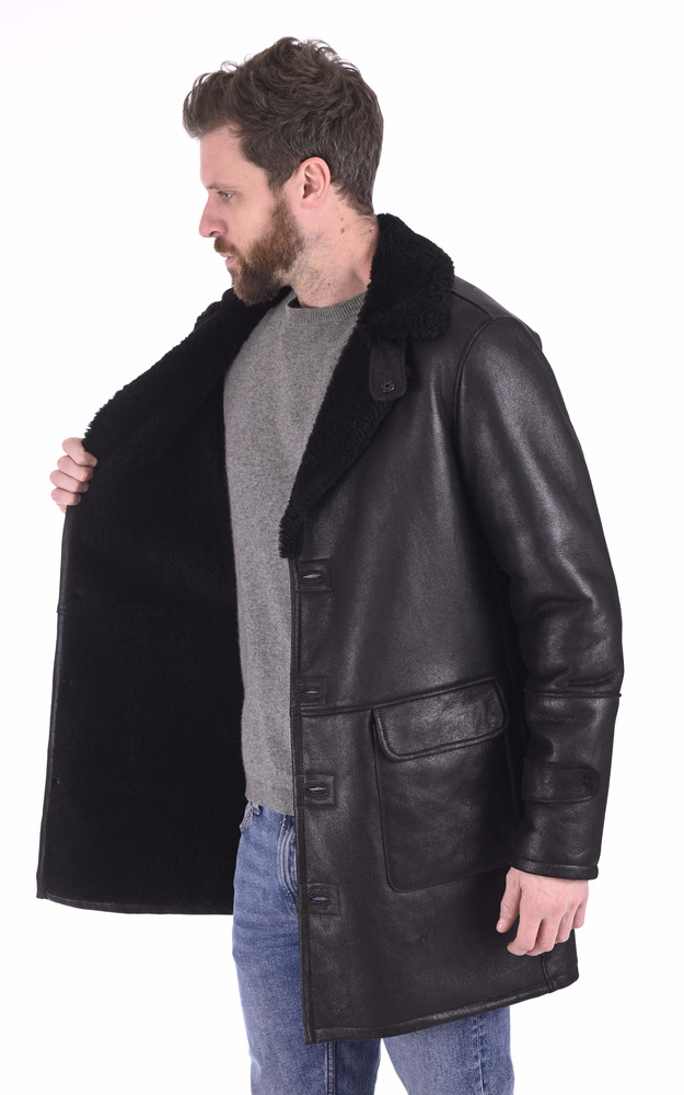 Manteau peau lainée noire La Canadienne