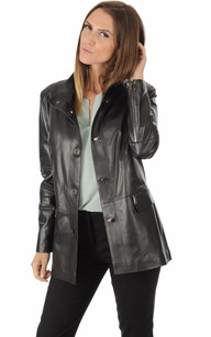 Manteau cuir et peau grande taille femme hot sale