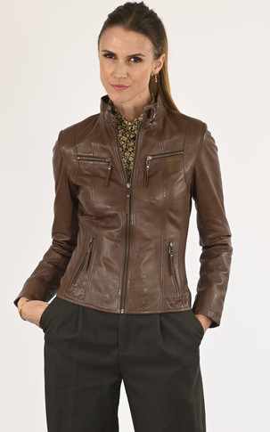 Blouson cuir marron femme