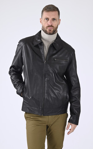 Blouson cuir confort noir