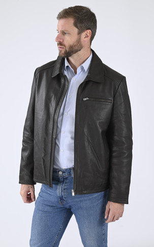 Blouson chaud cuir marron