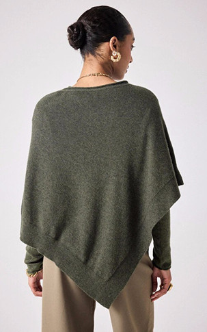 Poncho cachemire kaki