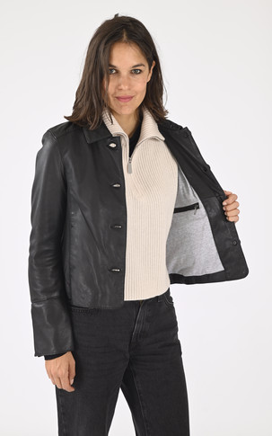 Veste cuir Leslie noire