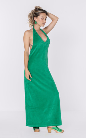 Robe longue éponge vert