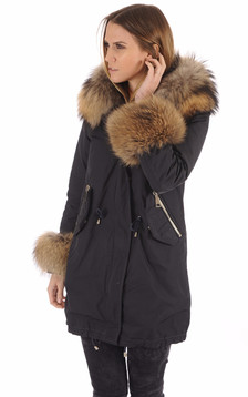 Parka toile et fourrure marine Parka toile et fourrure marine